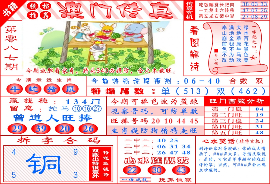 087期澳门传真玄机[图]